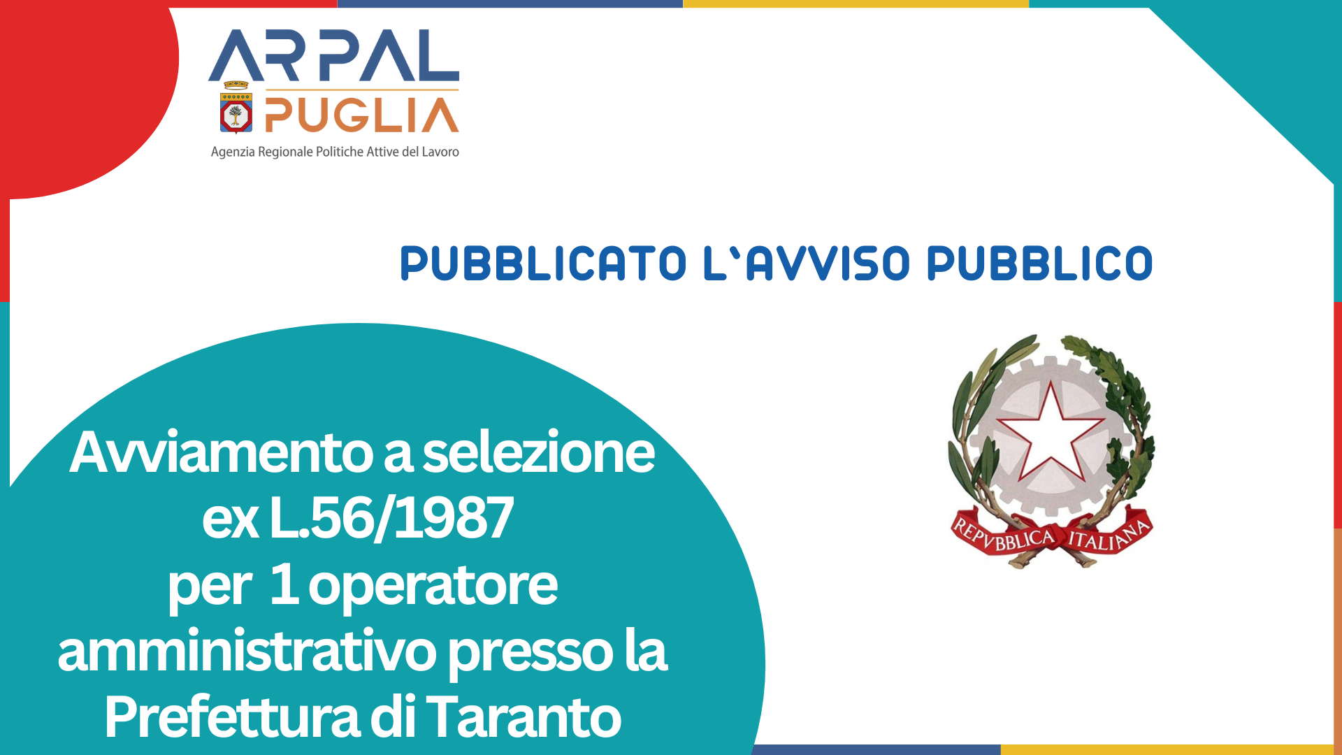 Avviso pubblico di avviamento a selezione Operatore amministrativo